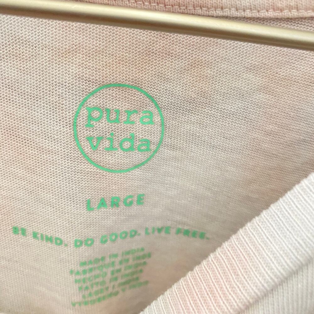 PURA VIDA Live Slow Sloth Tie Dye Graphic Crop Top Tee Pink Size Large - Picture 5 of 7